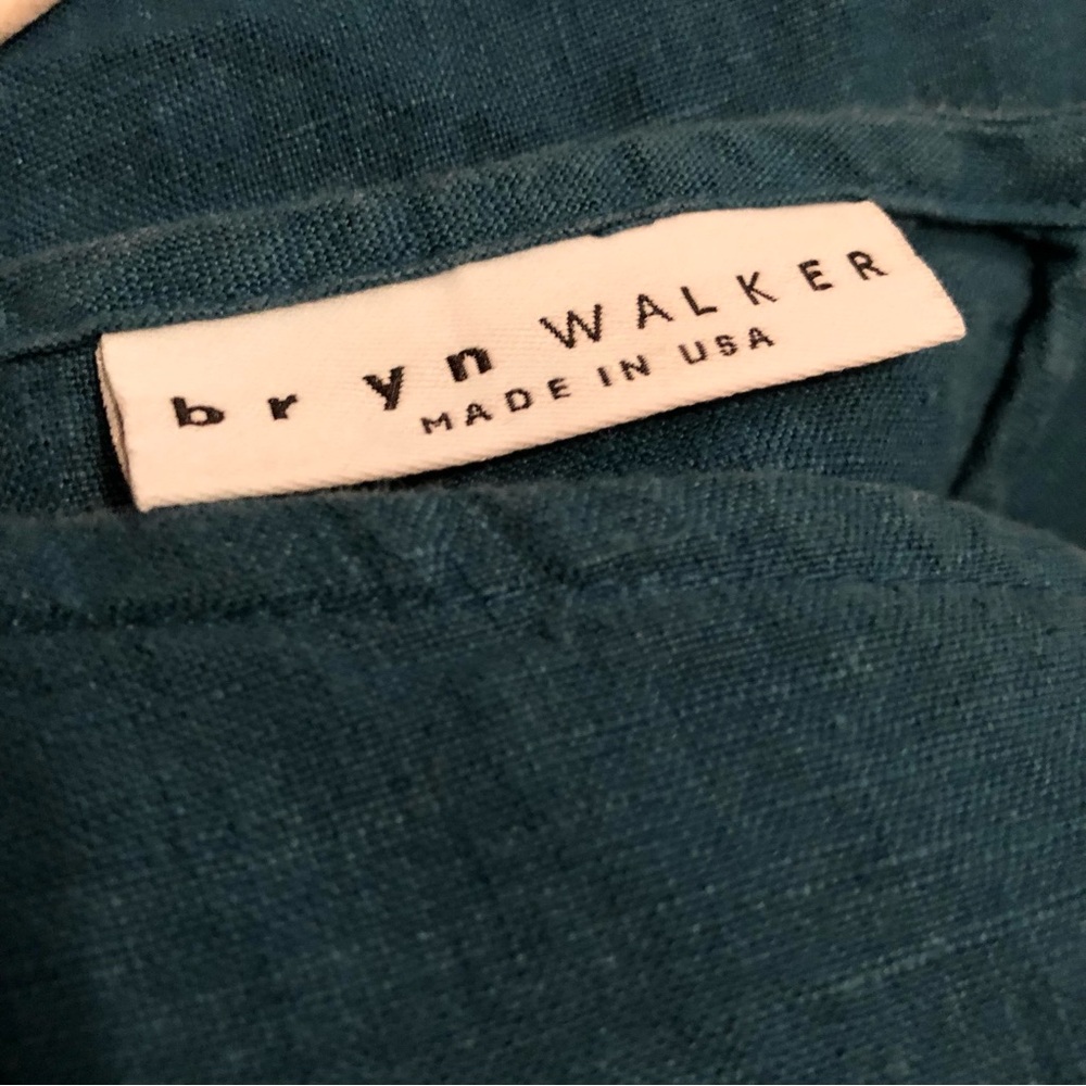 Bryn Walker Linen Tunic Top Turquoise Teal Lagenlook - Picture 3 of 6